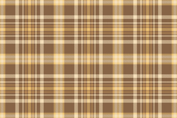Classic brown plaid pattern with cream  gold accent stripes. Suits rustic, autumnal, or traditional projects. Great for backgrounds, apparel design, or festive themes.
