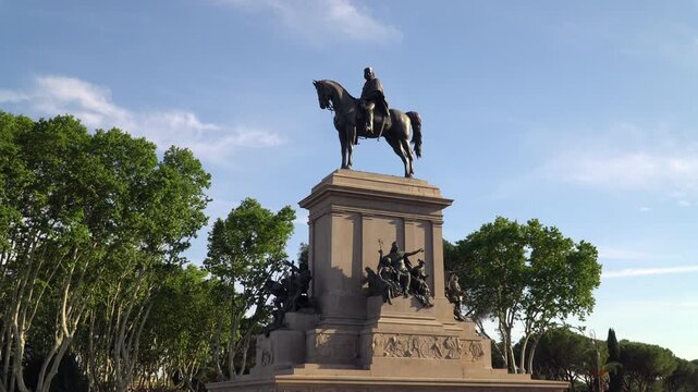 The Giuseppe Garibaldi monument, located on the Janiculum hill in Rome, Italy.