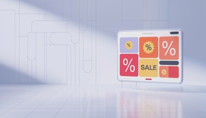 Clean digitall promotional display showcasing sales and discounts for Cyber Monday