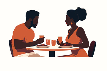 Black couple have romantic dinner