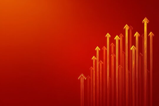 Rising arrows on a clean background in chinese new year gold and red theme