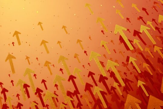 Rising arrows on a clean background in chinese new year gold and red theme