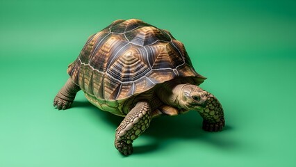A giant tortoise in slow walking motion, full-body
