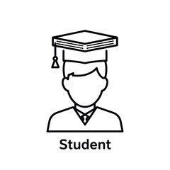 Student with graduation cap line art icon.