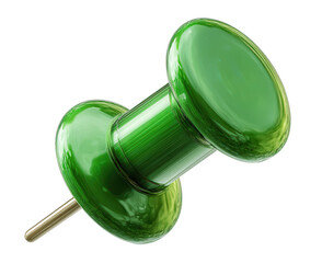 A glossy green pushpin on a white background, adding vibrant color.