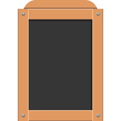 Obraz premium Simple wooden framed chalkboard with a dark slate surface and silver screws on a transparent background educational or announcement board for writing or drawing with chalk
