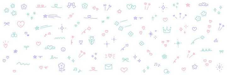 かわいい手書きの飾り素材のベクターイラストセット