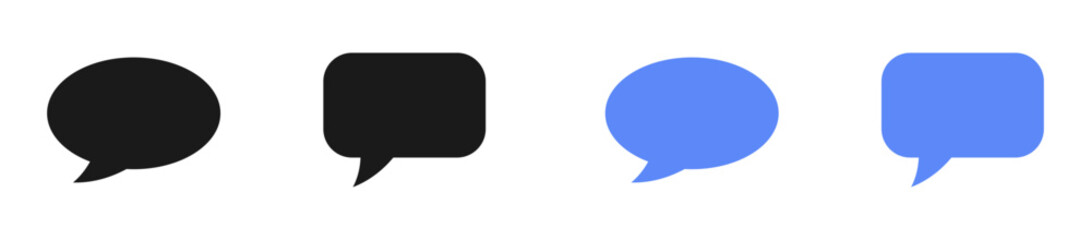 chat speech bubble icons in black, and blue styles, perfect for messaging apps, conversations, comments, messaging or a single comment, and modern UI elements