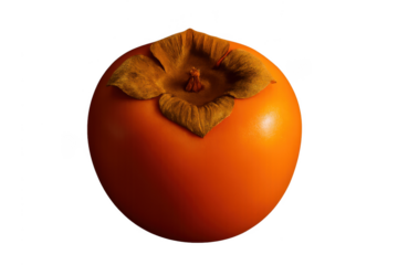 Ripe orange kaki persimmon fruit on transparent background