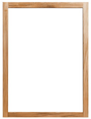 Empty wooden frame with natural finish against a white background.