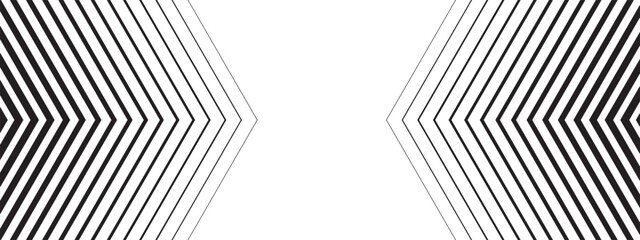 Repeated chevron arrows with faded effect drawn to each other. Forward, speed, energy or motion background. Minimalistic abstract striped wallpaper. Vector graphic illustration © Andrii