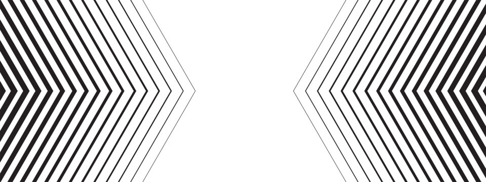 Repeated chevron arrows with faded effect drawn to each other. Forward, speed, energy or motion background. Minimalistic abstract striped wallpaper. Vector graphic illustration