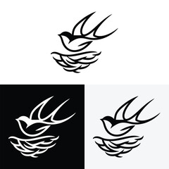 bird nest logo vector icon illustration