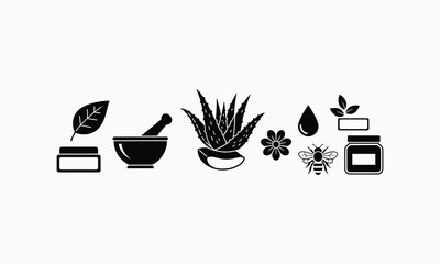 herbal icon set logo vector icon illustration