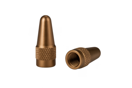 Bronze metal tire valve caps with knurled grip
