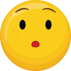 Surprised Yellow Emoji Face with Wide Eyes and Open Mouth and Freckles on Transparent Background