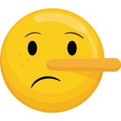 Yellow Smiley Face with Long Nose and Sad Expression Transparent Background