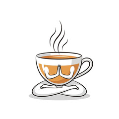 Fototapeta premium Cup of coffee with steam and a smiling face