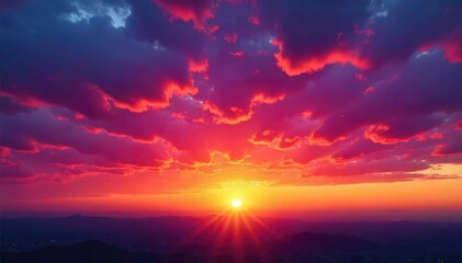 Vibrant hues paint the sky as the sun dips below the horizon, creating a breathtaking spectacle of color and light A stunning natural phenomenon captured in high resolution , cloudscape, blue