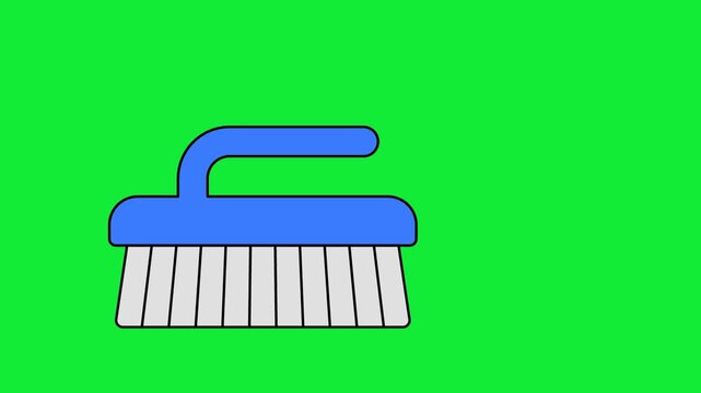 Small handheld crumb sweeper brush. Short bristles arranged in a neat row. Tabletop cleaning accessory context. Compact handle and brush edge visible. Shown in a gentle surface-clean motion pass.