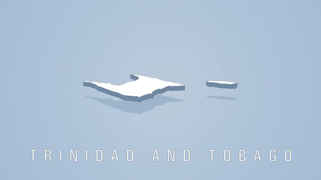 Rotating map of trinidad and tobago on light blue background