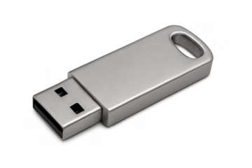 Usb flash drive transmitting data on transparent background