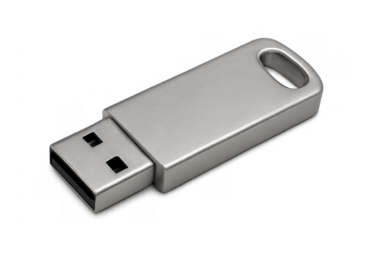 Usb flash drive transmitting data on transparent background