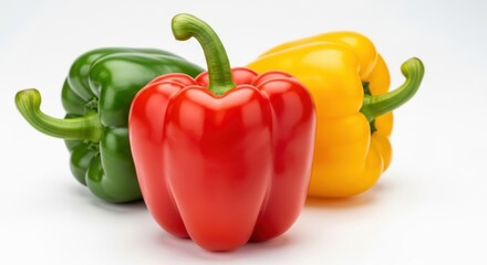 sweet pepper, red, green, yellow paprika, isolated on white background, clipping path, full depth of field
