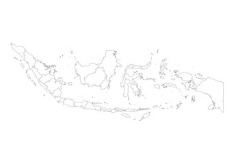 Blank Outline Map of Indonesia with Province Borders | Editable Vector Template (SVG)