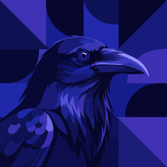 Exotic bird  with beautiful feathers with dynamic and minimalist design lines reflecting elegant luxury in geometric smooth shapes and layered