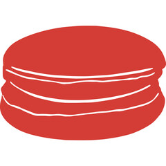 Red Circular Object with White Stripes Isolated on Transparent Background Represents Sweet Treat or Dessert Iconic Shape Geometric Design Simple and Clean Visual Element for Graphic Design Projects