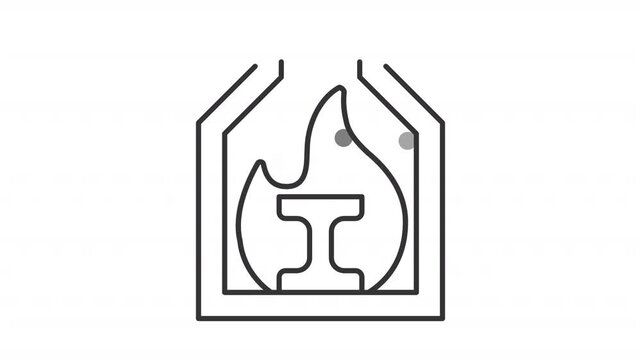 Animated metal heat treating line icon. Blast furnace usage in metallurgy animation. Alter hardness, strength and ductility. Outline element on white background. HD video with alpha channel