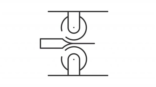 Animated metal rolling line icon. Processing steel sheet with press machine animation. Ironmaking technology. Heavy industry processes. Outline element on white background. HD video with alpha channel