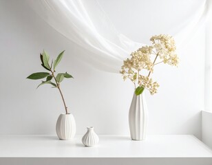 Neutral counter composition with delicate background white