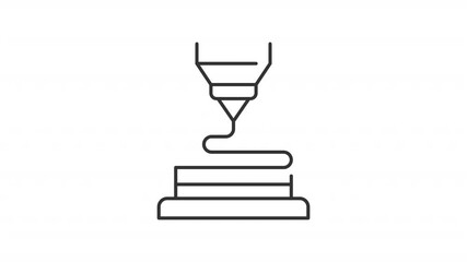 Animated metal 3d printing line icon. Adding and fusing material layers animation. Contemporary metalworking technology. Outline element on white background. HD video with alpha channel