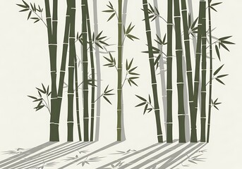 Naklejka premium Stylized bamboo grove illustration with shadows and minimal details