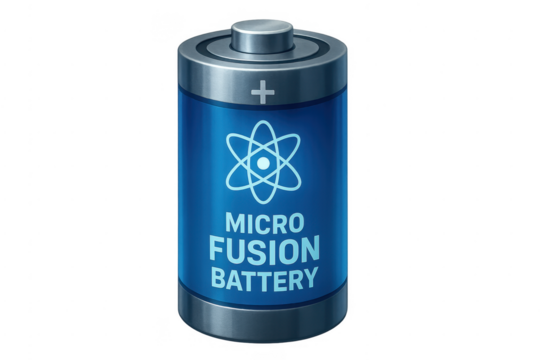 Micro fusion battery generating futuristic nuclear power - Powered by Adobe
