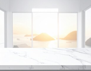 Warm counter atmosphere with dreamy backdrop white