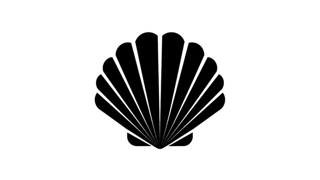 Vector illustration&nbsp;of black silhouette of a scallop shell, a symbol often associated with the camino de santiago pilgrimage, isolated on transparent background