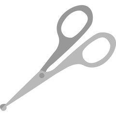 Silver Scissors with Rounded Tips on a Transparent Background Isolated Object for Grooming and Crafting Precision Tool