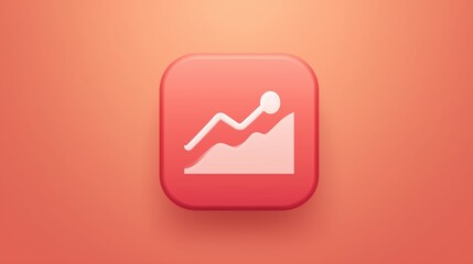 Graph icon design in a minimal style against a soft orange background. design features a simple line circular point representing growth or progress.