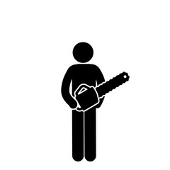 Detailed illustration of a chainsaw used for timber cutting.