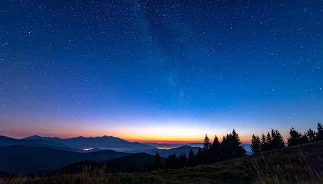 星が瞬く夜空の光が広がるリラクゼーション夜景背景