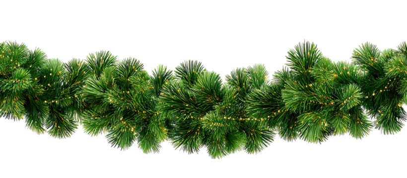Natural green Christmas garland decoration transparent PNG cutout, isolated background - Powered by Adobe