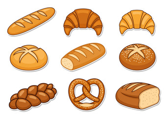 Assortment of Freshly Baked Bread and Pastries Illustration