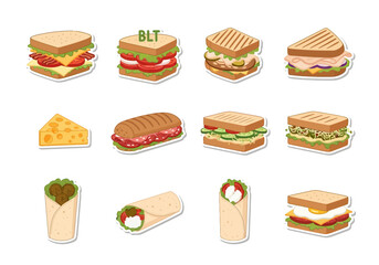 Delicious Sandwiches and Wraps Illustration Set