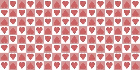 Red and pink heart pattern background. red and pink hearts arranged in a classic checkerboard design on a light background. Perfect for Valentine's Day, love themes, romantic backgrounds.