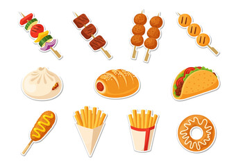 Colorful Cartoon Fast Food Vector Illustration