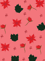 Seamless poinsettia flower background or wallpaper