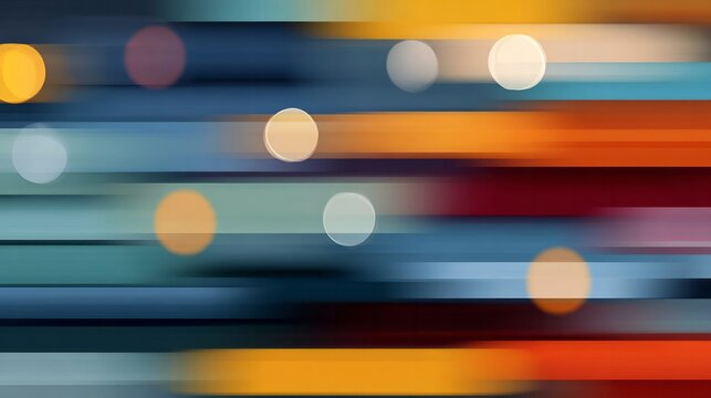 Abstract background features vibrant horizontal motion blur with scattered luminous circles